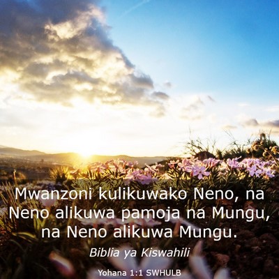 Picture 03 - Yohana 1:1 SWHULB - Mwanzoni kulikuwako Neno, na Neno alikuwa pamoja - Bible Verse Picture