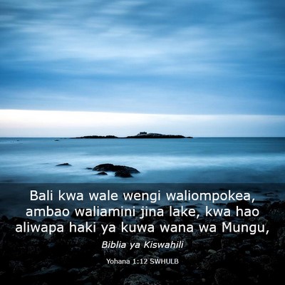 Picture 03 - Yohana 1:12 SWHULB - Bali kwa wale wengi waliompokea, ambao waliamini - Bible Verse Picture