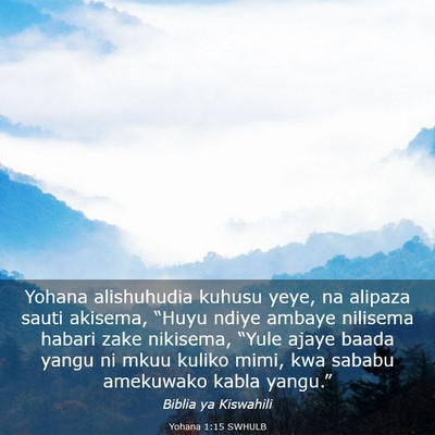 Picture 03 - Yohana 1:15 SWHULB - Yohana alishuhudia kuhusu yeye, na alipaza sauti - Bible Verse Picture