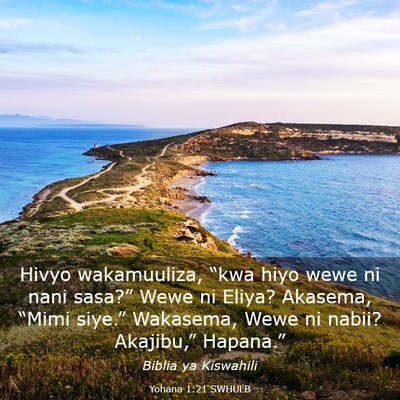 Picture 03 - Yohana 1:21 SWHULB - Hivyo wakamuuliza, “kwa hiyo wewe ni nani - Bible Verse Picture