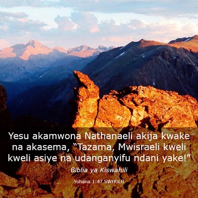 Picture 03 - Yohana 1:47 SWHULB - Yesu akamwona Nathanaeli akija kwake na akasema, - Bible Verse Picture