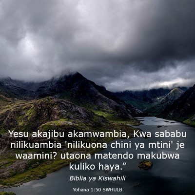 Picture 03 - Yohana 1:50 SWHULB - Yesu akajibu akamwambia, Kwa sababu nilikuambia - Bible Verse Picture