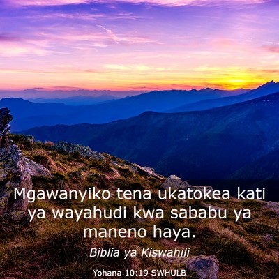Picture 03 - Yohana 10:19 SWHULB - Mgawanyiko tena ukatokea kati ya wayahudi kwa - Bible Verse Picture