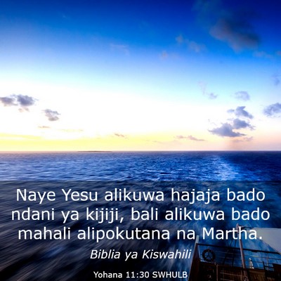 Picture 03 - Yohana 11:30 SWHULB - Naye Yesu alikuwa hajaja bado ndani ya kijiji, - Bible Verse Picture