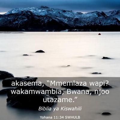 Picture 03 - Yohana 11:34 SWHULB - akasema, “Mmemlaza wapi? wakamwambia, Bwana, - Bible Verse Picture