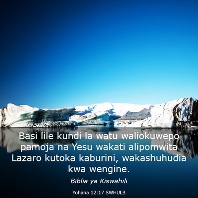 Picture 03 - Yohana 12:17 SWHULB - Basi lile kundi la watu waliokuwepo pamoja na - Bible Verse Picture