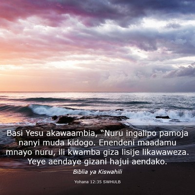 Picture 03 - Yohana 12:35 SWHULB - Basi Yesu akawaambia, “Nuru ingalipo pamoja - Bible Verse Picture