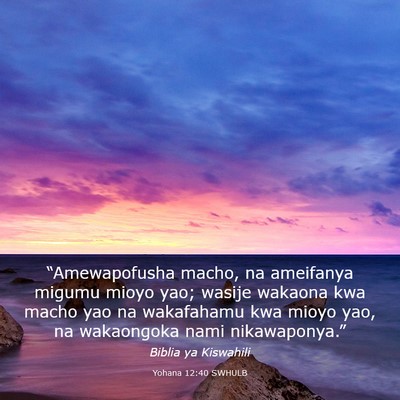 Picture 03 - Yohana 12:40 SWHULB - “Amewapofusha macho, na ameifanya migumu mioyo - Bible Verse Picture