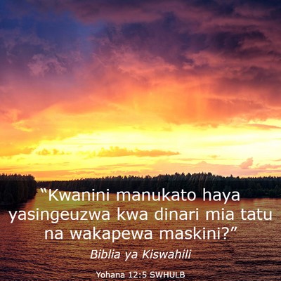 Picture 03 - Yohana 12:5 SWHULB - “Kwanini manukato haya yasingeuzwa kwa dinari - Bible Verse Picture