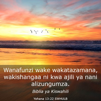 Picture 03 - Yohana 13:22 SWHULB - Wanafunzi wake wakatazamana, wakishangaa ni kwa - Bible Verse Picture
