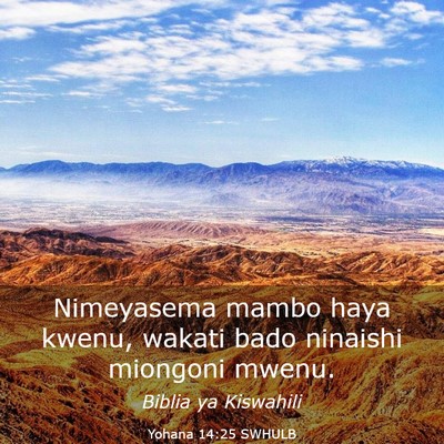 Picture 03 - Yohana 14:25 SWHULB - Nimeyasema mambo haya kwenu, wakati bado ninaishi - Bible Verse Picture