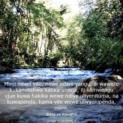 Picture 03 - Yohana 17:23 SWHULB - Mimi ndani yao, nawe ndani yangu, ili waweze - Bible Verse Picture