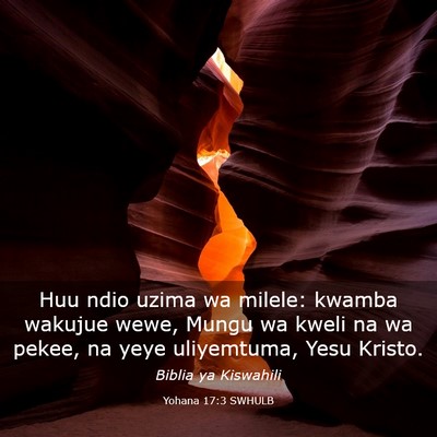 Picture 03 - Yohana 17:3 SWHULB - Huu ndio uzima wa milele: kwamba wakujue wewe, - Bible Verse Picture
