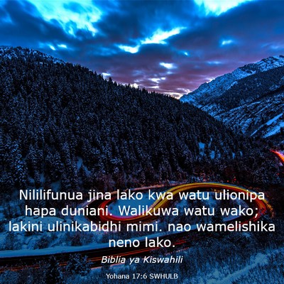 Picture 03 - Yohana 17:6 SWHULB - Nililifunua jina lako kwa watu ulionipa hapa - Bible Verse Picture