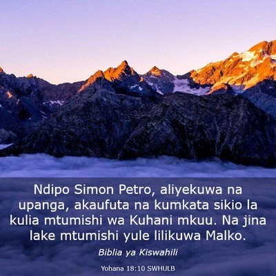 Picture 03 - Yohana 18:10 SWHULB - Ndipo Simon Petro, aliyekuwa na upanga, akaufuta - Bible Verse Picture