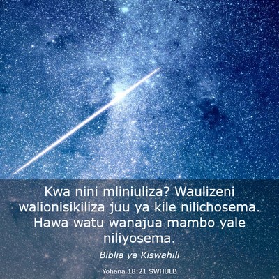 Picture 03 - Yohana 18:21 SWHULB - Kwa nini mliniuliza? Waulizeni walionisikiliza - Bible Verse Picture
