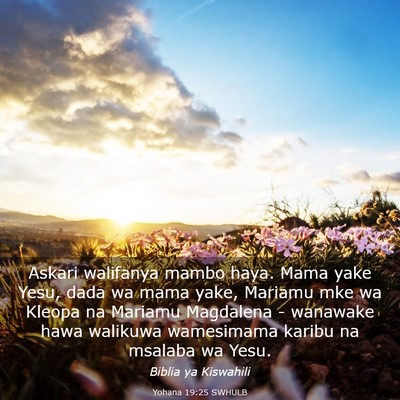 Picture 03 - Yohana 19:25 SWHULB - Askari walifanya mambo haya. Mama yake Yesu, dada - Bible Verse Picture