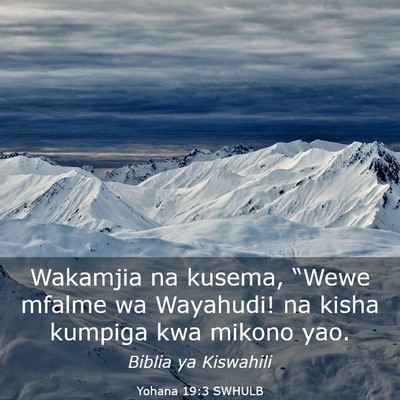 Picture 03 - Yohana 19:3 SWHULB - Wakamjia na kusema, “Wewe mfalme wa Wayahudi! - Bible Verse Picture