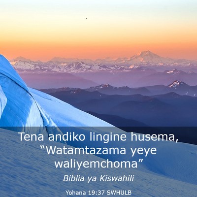 Picture 03 - Yohana 19:37 SWHULB - Tena andiko lingine husema, “Watamtazama yeye - Bible Verse Picture