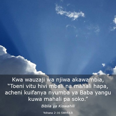 Picture 03 - Yohana 2:16 SWHULB - Kwa wauzaji wa njiwa akawambia, “Toeni vitu - Bible Verse Picture