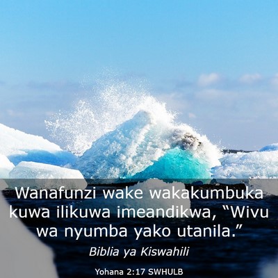 Picture 03 - Yohana 2:17 SWHULB - Wanafunzi wake wakakumbuka kuwa ilikuwa - Bible Verse Picture