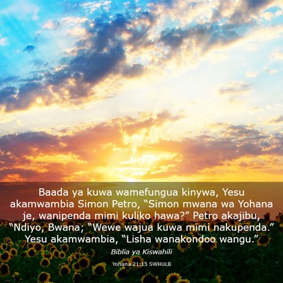 Picture 03 - Yohana 21:15 SWHULB - Baada ya kuwa wamefungua kinywa, Yesu akamwambia - Bible Verse Picture