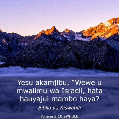 Picture 03 - Yohana 3:10 SWHULB - Yesu akamjibu, “Wewe u mwalimu wa Israeli, hata - Bible Verse Picture