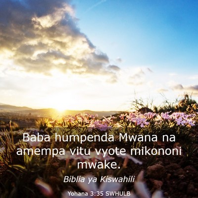 Picture 03 - Yohana 3:35 SWHULB - Baba humpenda Mwana na amempa vitu vyote mikononi - Bible Verse Picture