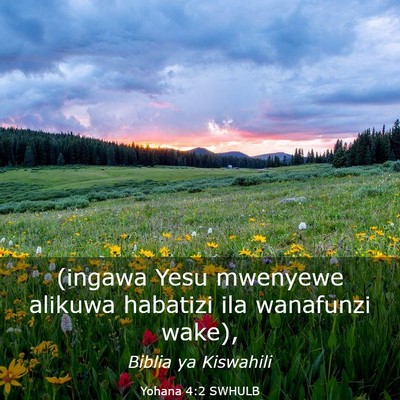 Picture 03 - Yohana 4:2 SWHULB - (ingawa Yesu mwenyewe alikuwa habatizi ila - Bible Verse Picture