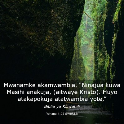 Picture 03 - Yohana 4:25 SWHULB - Mwanamke akamwambia, “Ninajua kuwa Masihi - Bible Verse Picture
