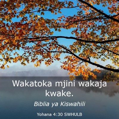 Picture 03 - Yohana 4:30 SWHULB - Wakatoka mjini wakaja - Bible Verse Picture