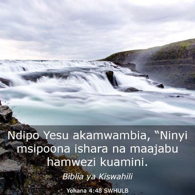 Picture 03 - Yohana 4:48 SWHULB - Ndipo Yesu akamwambia, “Ninyi msipoona ishara - Bible Verse Picture