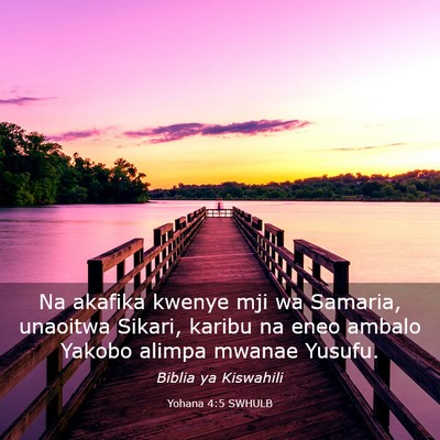 Picture 03 - Yohana 4:5 SWHULB - Na akafika kwenye mji wa Samaria, unaoitwa - Bible Verse Picture