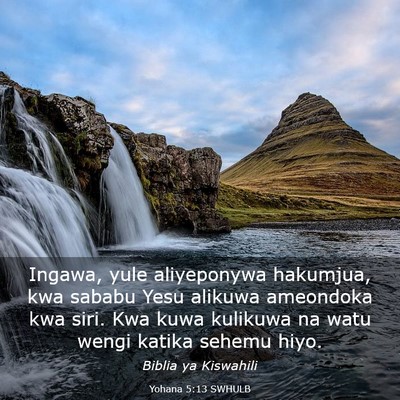 Picture 03 - Yohana 5:13 SWHULB - Ingawa, yule aliyeponywa hakumjua, kwa sababu - Bible Verse Picture