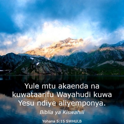 Picture 03 - Yohana 5:15 SWHULB - Yule mtu akaenda na kuwataarifu Wayahudi kuwa - Bible Verse Picture