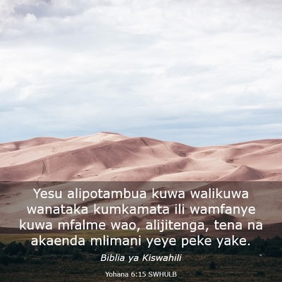 Picture 03 - Yohana 6:15 SWHULB - Yesu alipotambua kuwa walikuwa wanataka kumkamata - Bible Verse Picture