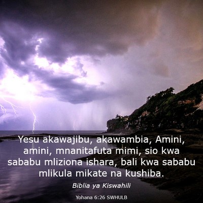 Picture 03 - Yohana 6:26 SWHULB - Yesu akawajibu, akawambia, Amini, amini, - Bible Verse Picture