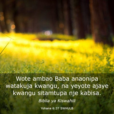 Picture 03 - Yohana 6:37 SWHULB - Wote ambao Baba anaonipa watakuja kwangu, na - Bible Verse Picture