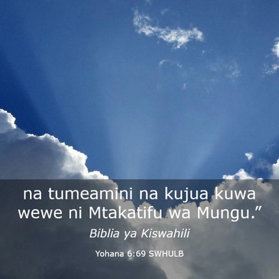 Picture 03 - Yohana 6:69 SWHULB - na tumeamini na kujua kuwa wewe ni Mtakatifu wa - Bible Verse Picture