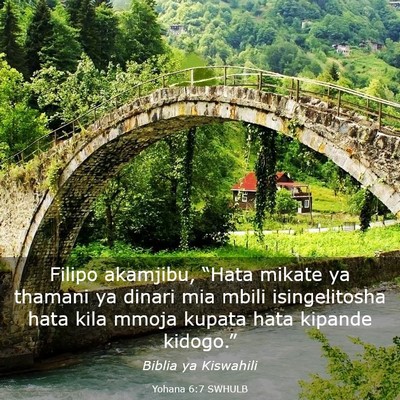 Picture 03 - Yohana 6:7 SWHULB - Filipo akamjibu, “Hata mikate ya thamani ya - Bible Verse Picture