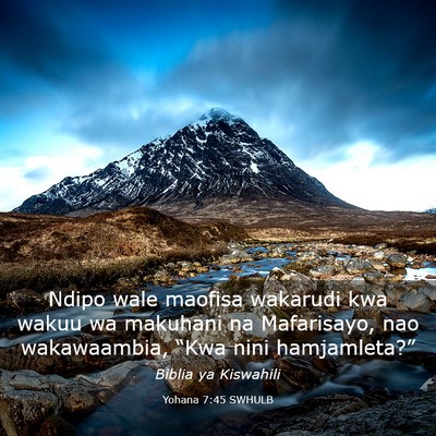 Picture 03 - Yohana 7:45 SWHULB - Ndipo wale maofisa wakarudi kwa wakuu wa makuhani - Bible Verse Picture