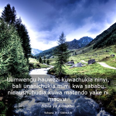 Picture 03 - Yohana 7:7 SWHULB - Ulimwengu hauwezi kuwachukia ninyi, bali - Bible Verse Picture