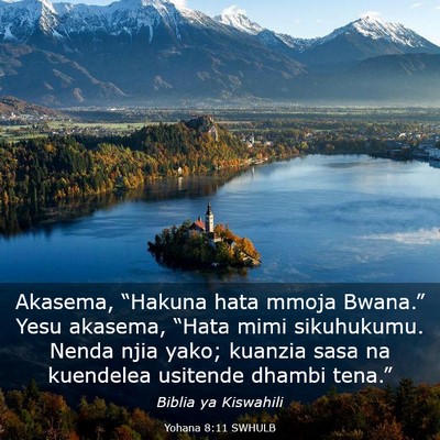 Picture 03 - Yohana 8:11 SWHULB - Akasema, “Hakuna hata mmoja Bwana.” Yesu - Bible Verse Picture