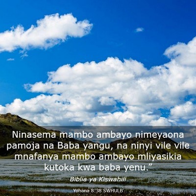Picture 03 - Yohana 8:38 SWHULB - Ninasema mambo ambayo nimeyaona pamoja na Baba - Bible Verse Picture