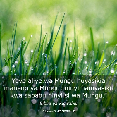 Picture 03 - Yohana 8:47 SWHULB - Yeye aliye wa Mungu huyasikia maneno ya Mungu; - Bible Verse Picture