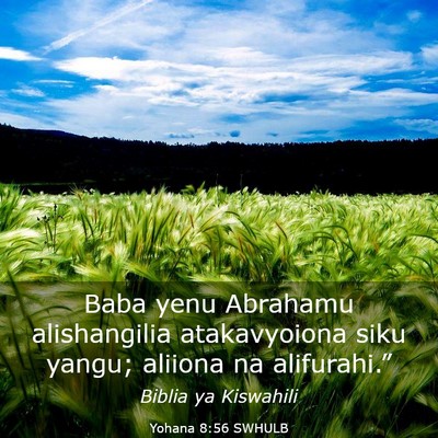 Picture 03 - Yohana 8:56 SWHULB - Baba yenu Abrahamu alishangilia atakavyoiona siku - Bible Verse Picture