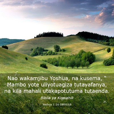 Picture 03 - Yoshua 1:16 SWHULB - Nao wakamjibu Yoshua, na kusema, “ Mambo yote - Bible Verse Picture