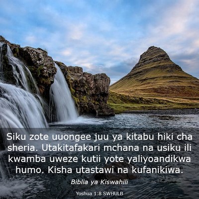 Picture 03 - Yoshua 1:8 SWHULB - Siku zote uuongee juu ya kitabu hiki cha sheria. - Bible Verse Picture