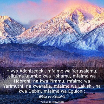 Picture 03 - Yoshua 10:3 SWHULB - Hivyo Adonizedeki, mfalme wa Yerusalemu, alituma - Bible Verse Picture