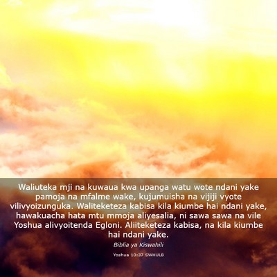 Picture 03 - Yoshua 10:37 SWHULB - Waliuteka mji na kuwaua kwa upanga watu wote - Bible Verse Picture